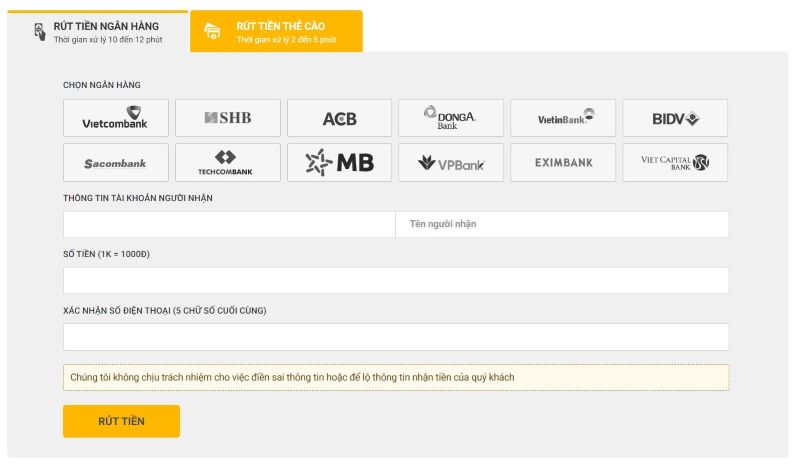 rút tiền thẻ cào tại Five88